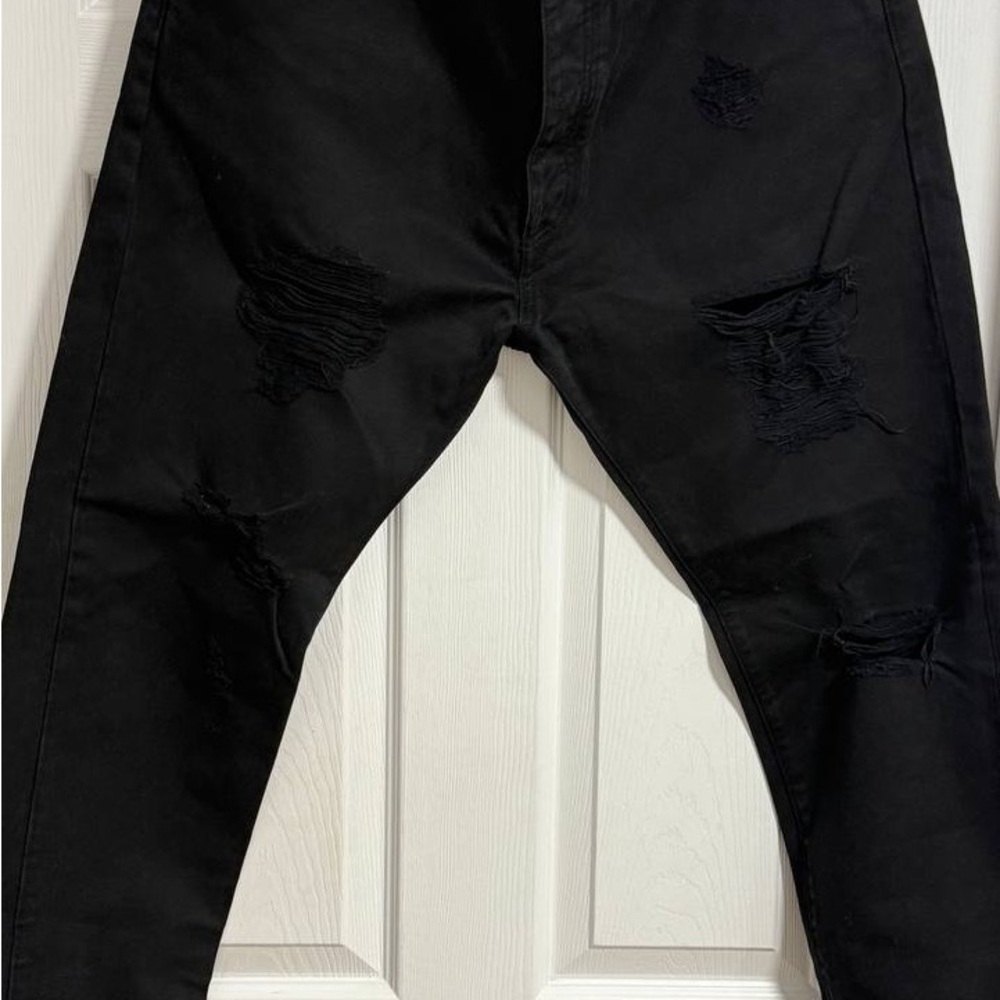 Palm Angels Black Distressed Straight Jeans
